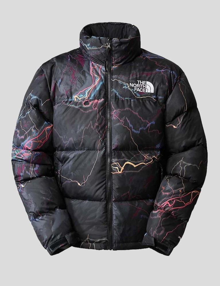 Caçadora THE NORTH FACE 1996 retro nuptse jacket tnf black trail glow print